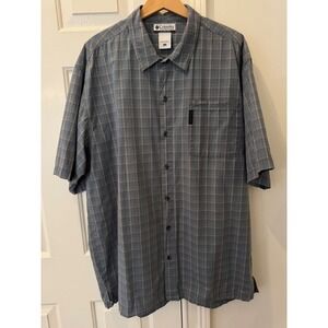 Columbia Mens Blue Plaid Short Sleeve Button Down Shirt Cotton AJ7865 XLT Tall